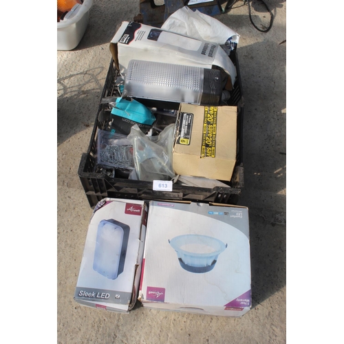 613 - MIXED ELECTRICALS, LIGHTS ETC  NO VAT