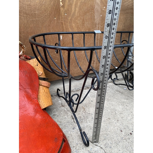 1549 - A WROUGHT IRON HAYRACK TROUGH PLANTER ON LEGS (L:76CM)