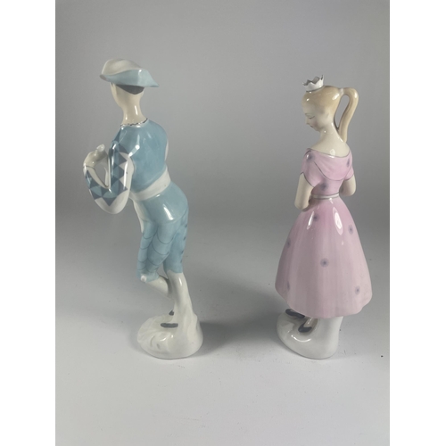 707 - TWO ROYAL DOULTON FIGURES - COLUMBINE HN2185 & HARLEQUIN HN2186