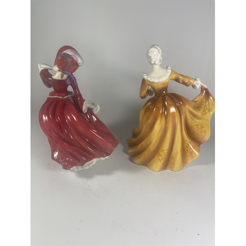 709 - TWO ROYAL DOULTON LADY FIGURES - AUTUMN BREEZES HN1934 & KIRSTY (SECONDS) HN2381