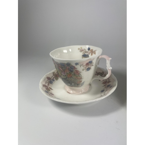 711 - TWO CUPS & SAUCERS - ROYAL DOULTON AUTUMN FOUR SEASON PATTERN & PARAGON MINUET