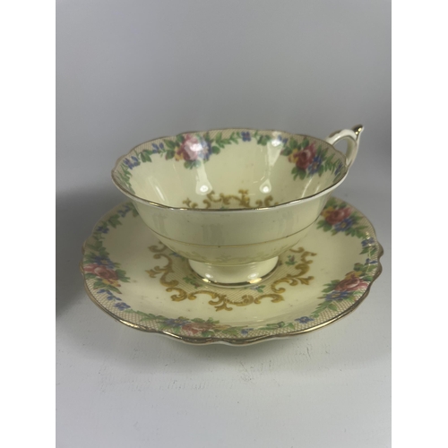 711 - TWO CUPS & SAUCERS - ROYAL DOULTON AUTUMN FOUR SEASON PATTERN & PARAGON MINUET