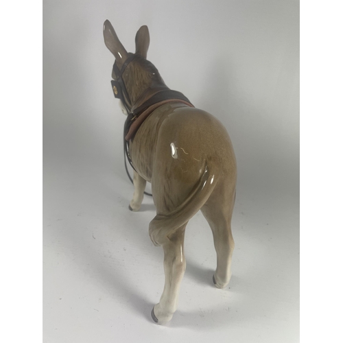 718 - A SYLVAC DONKEY FIGURE WITH LEATHER REIGNS