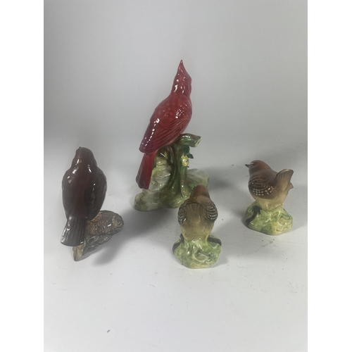 728 - A GROUP OF FOUR BIRD FIGURES - THREE BESWICK AND A RADNOR EXAMPLE