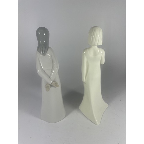 740 - TWO LADY FIGURES TO INCLUDE A ROYAL WORCESTER MOMENTS WITH LOVE FIGURE