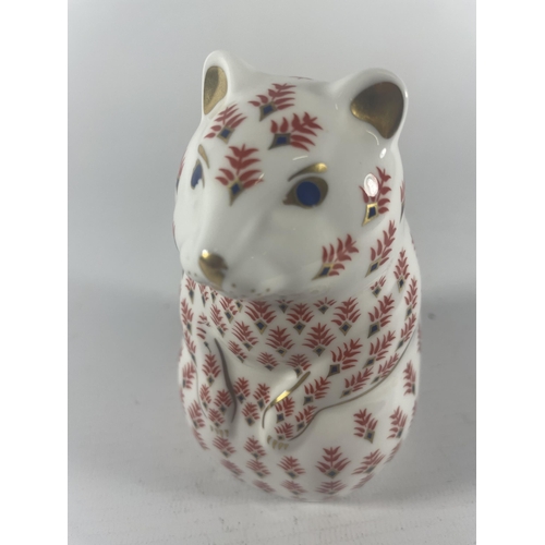 765 - A ROYAL CROWN DERBY HAMSTER PAPERWEIGHT WITH GOLD STOPPER