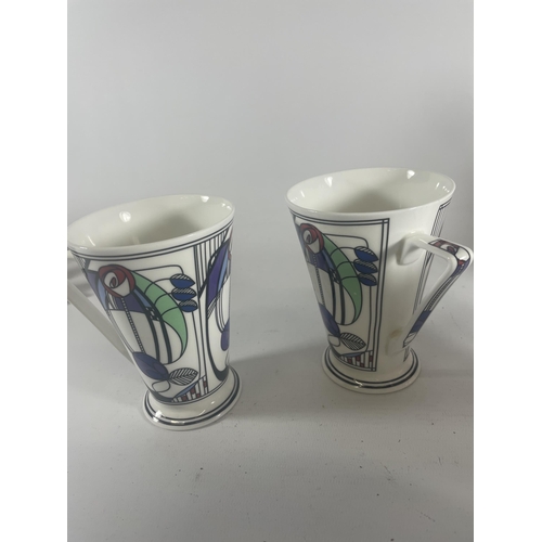 769 - A SET OF FOUR WREN RENNIE MACKINTOSH PATTERN MUGS