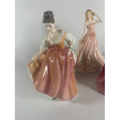 771 - A GROUP OF THREE ROYAL DOULTON LADY FIGURES - ELFREDA (A/F), FAIR LADY (CORAL PINK) (SECONDS) & CHRI... 