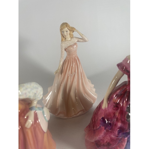 771 - A GROUP OF THREE ROYAL DOULTON LADY FIGURES - ELFREDA (A/F), FAIR LADY (CORAL PINK) (SECONDS) & CHRI... 