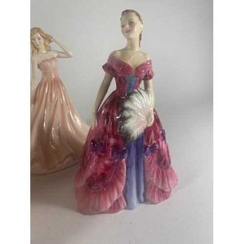 771 - A GROUP OF THREE ROYAL DOULTON LADY FIGURES - ELFREDA (A/F), FAIR LADY (CORAL PINK) (SECONDS) & CHRI... 