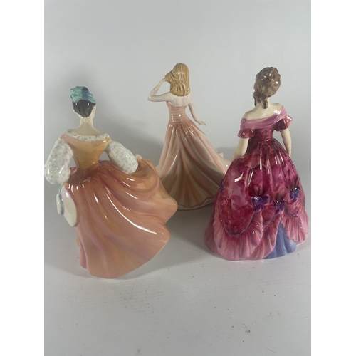 771 - A GROUP OF THREE ROYAL DOULTON LADY FIGURES - ELFREDA (A/F), FAIR LADY (CORAL PINK) (SECONDS) & CHRI... 