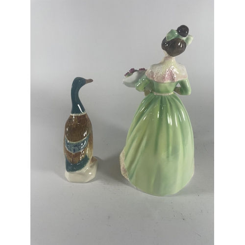 774 - TWO ITEMS - A BESWICK DUCK & A ROYAL DOULTON HAPPY BIRTHDAY HN3660 FIGURE