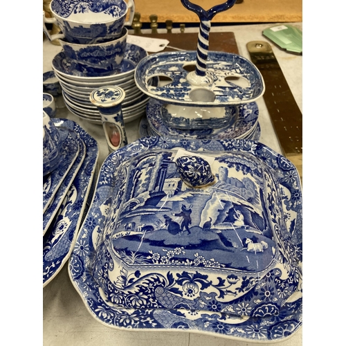 27 - A LARGE COLLECTION OF COPELAND SPODE ITALIAN PATTERN BLUE AND WHITE DINNER WARES TO INCLUDE GRAVY BO... 