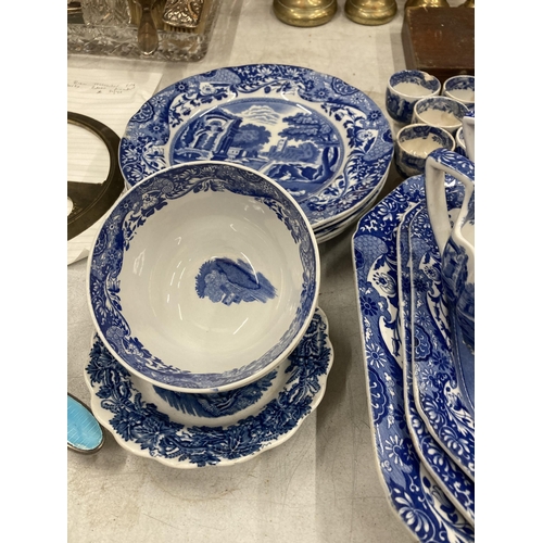 27 - A LARGE COLLECTION OF COPELAND SPODE ITALIAN PATTERN BLUE AND WHITE DINNER WARES TO INCLUDE GRAVY BO... 