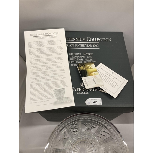 42 - A BOXED WATERFORD CRYSTAL TOASTS TO THE YEAR 2000 GLASS MILLENIUM CHAMPAGNE BUCKET