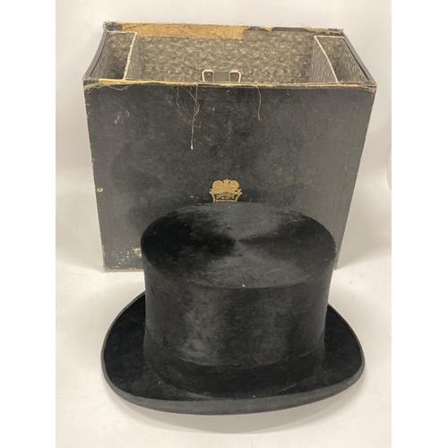 48 - A VINTAGE CASED BATTERSBY & CO, LONDON TOP HAT