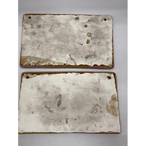 7 - A PAIR OF LATE 19TH CENTURY TREACLE GLAZE EARTHENWARE PLAQUES WITH FOX AND HOUNDS HUNTING DESIGN, 26... 