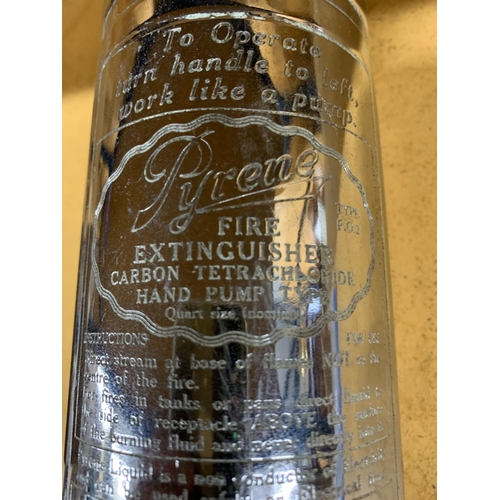 167 - A VINTAGE CHROME 'PYRENE' FIRE EXTINGUISHER