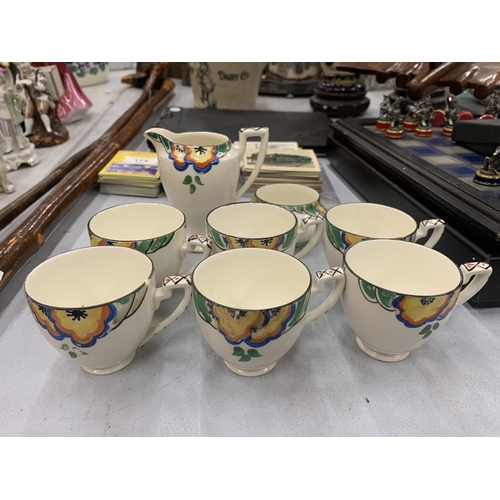 177 - A QUANTITY OF VINTAGE CROWN DUCAL WARE TEAWARE TO INCLUDE 6 CUPS - 1 A/F, A CREAM JUG AND SUGAR BASI... 