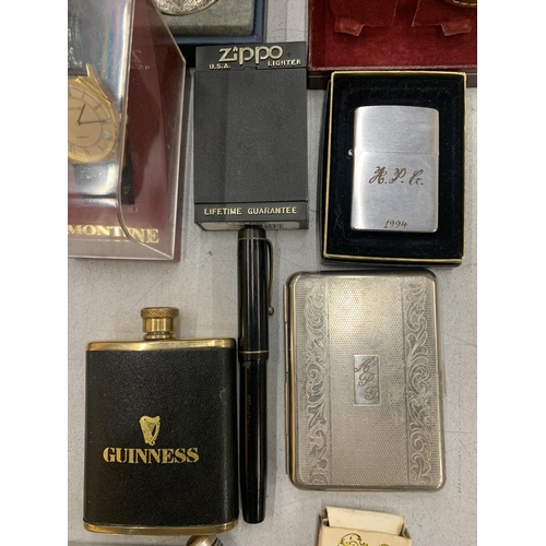 185 - A MIXED LOT TO INCLUDE A MENTMORE FOUNTAIN PEN WITH 14CT GOLD NIB, BOXED ROTARY AND MONTINE WRISTWAT... 