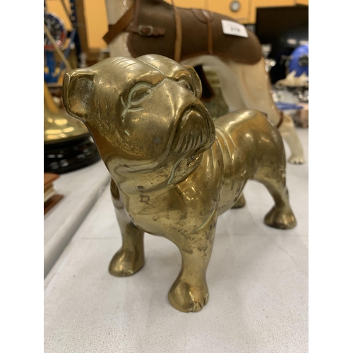 217 - A LARGE BRASS STAFFORDSHIRE BULLDOG HEIGHT 15CM