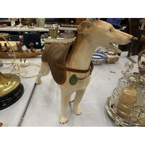 218 - A LARGE MELBA WARE MODEL OF A GREYHOUND HEIGHT 30CM - A/F LEG HAS BEEN BROKEN