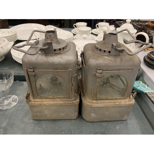 230 - A PAIR OF VINTAGE BRITISH RAIL RAILWAY LAMPS