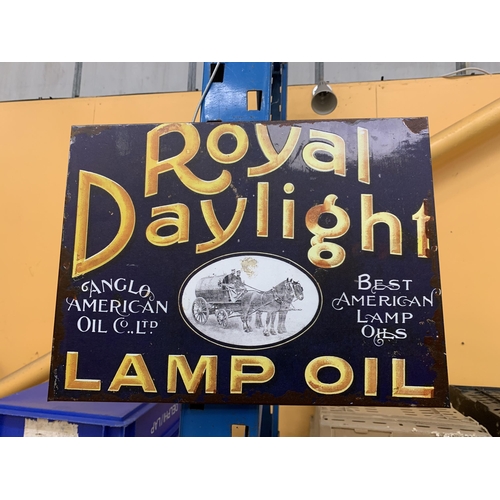 241 - A METAL 'ROYAL DAYLIGHT' LAMP OIL SIGN 30CM X 40CM