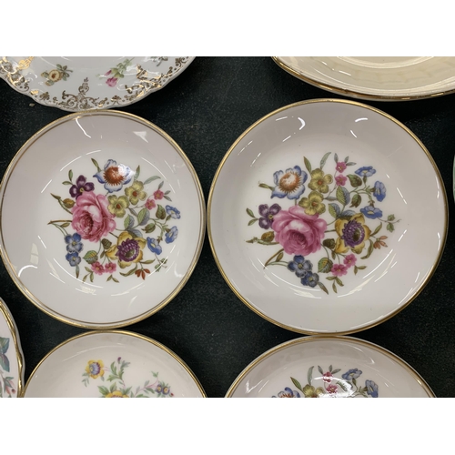 268 - A LARGE QUANTITY OF CHINA TRINKET DISHES AND PIN TRAYS TO INCLUDE ROYAL WORCESTER, MINTON, SPODE, AY... 