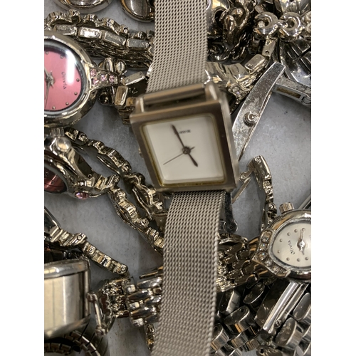 272 - A QUANTITY OF VINTAGE AND MODERN WRISTWATCHES WITH WHITE METAL STRAPS