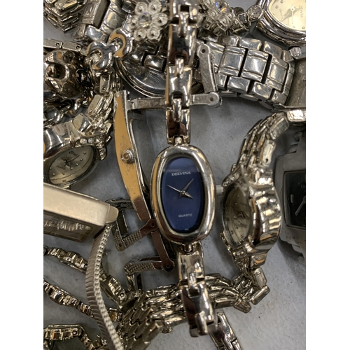 272 - A QUANTITY OF VINTAGE AND MODERN WRISTWATCHES WITH WHITE METAL STRAPS