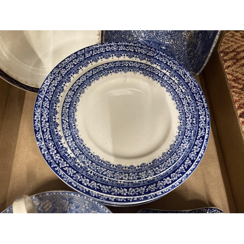 801 - A QUANTITY OF BLUE AND WHITE PLATES, ETC