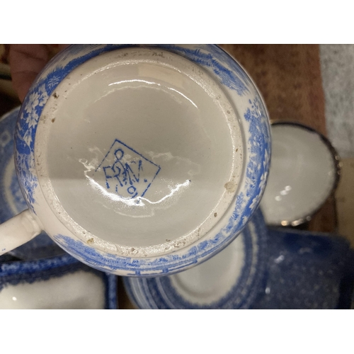 801 - A QUANTITY OF BLUE AND WHITE PLATES, ETC