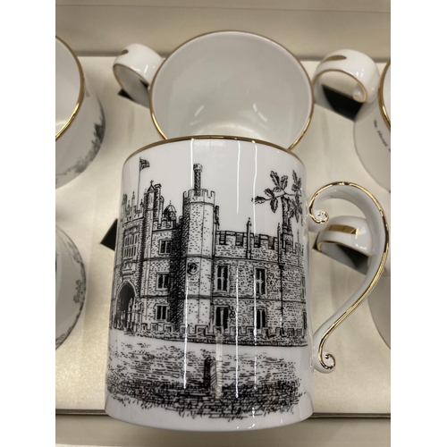 807 - A BOXED SET OF GOODWIN CHINA BUCKINGHAM PALACE MUGS