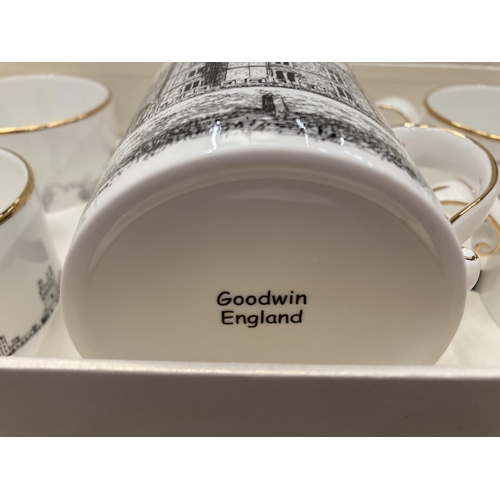 807 - A BOXED SET OF GOODWIN CHINA BUCKINGHAM PALACE MUGS