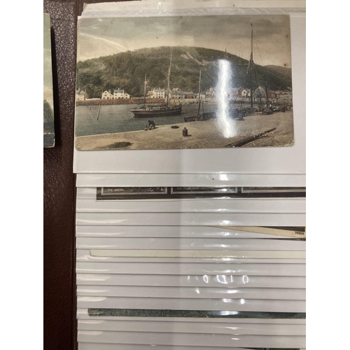 818 - A POSTCARD ALBUM WITH POSTCARDS PLUS A LARGE QUANTITY OF LOOSE VINTAGE POSTCARDS IN PLASTIC SLEEVES