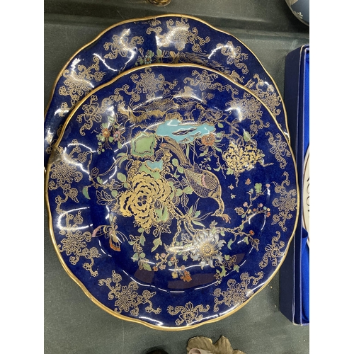 837 - THREE PIECES OF CARLTON WARE, A ROYAL DOULTON 'FALCONER' PLATE, ETC