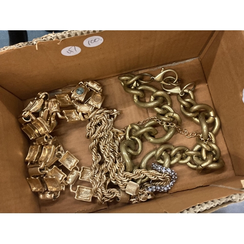 851 - A QUANTITY OF YELLOW METAL BELTS