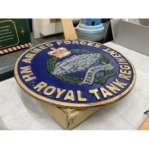 922A - A ROYAL TANK REGIMENT CAST SIGN DIAMETER 23.5CM