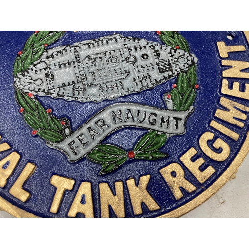 922A - A ROYAL TANK REGIMENT CAST SIGN DIAMETER 23.5CM