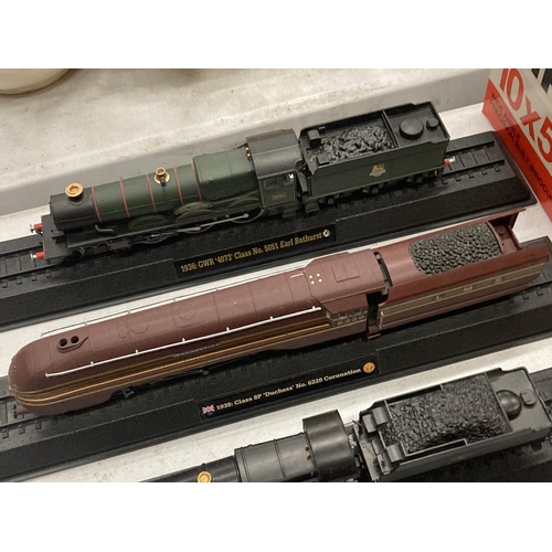 928 - FOUR BRITISH TRAIN MODELS TO INCLUDE MALLARD, CHURCHWOOD, DUCHESS AND EARL BATHURST