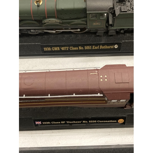 928 - FOUR BRITISH TRAIN MODELS TO INCLUDE MALLARD, CHURCHWOOD, DUCHESS AND EARL BATHURST