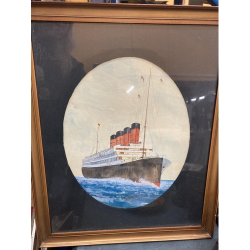 941 - TWO FRAMED WATERCOLOURS ON PAPER DEPICTING SHIPS