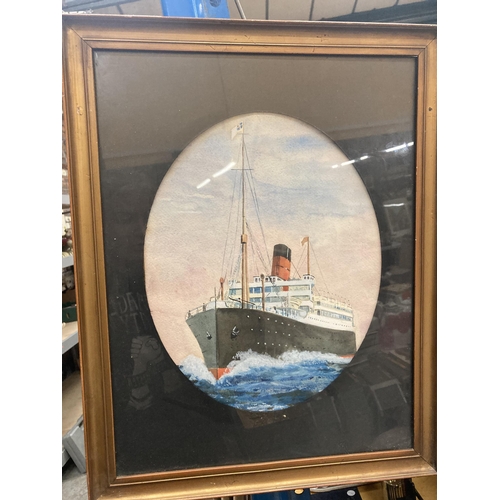 941 - TWO FRAMED WATERCOLOURS ON PAPER DEPICTING SHIPS