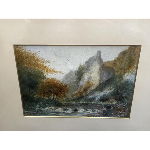 71 - A GILT FRAMED JOHN THORLEY WATERCOLOUR OF A RIVER SCENE, SIGNED LOWER RIGHT CORNER