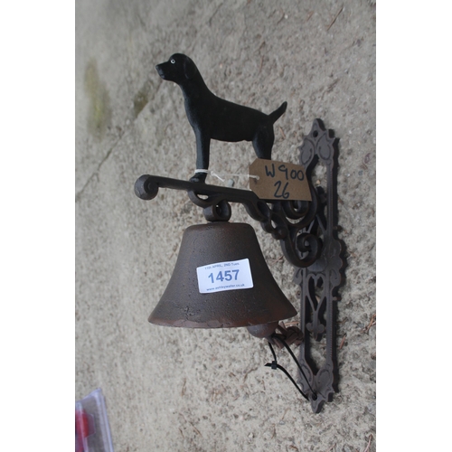 1457 - A CAST IRON BLACK LABRADOR DOG BELL NO VAT