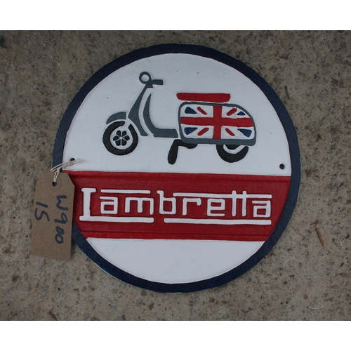 1462 - A CAST IRON LAMBRETTA SIGN NO VAT