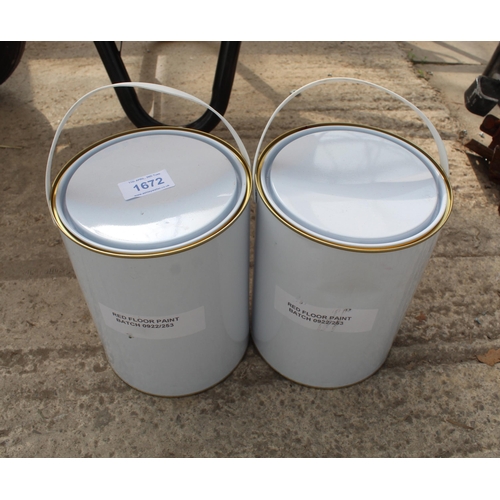 2 TINS OF RED FLOOR PAINT + VAT