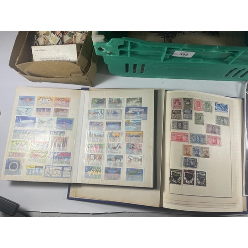 389 - PLASTIC CRATE HOUSING STAMP COLLECTIONS FROM GB , FRANCE , SWITZERLAND , ITALIAN COLONIES , AUSTRALI... 