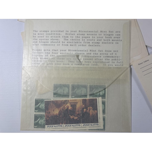 410 - USA 1976 REVOLUTION BICENTENNIAL MINIATURE SHEET X 11 , PLUS UNMOUNTED MINT STAMPS IN ENVELOPES . SG... 